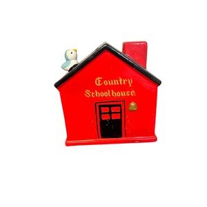 Vintage Lego Japan Ceramic Country Schoolhouse Bank